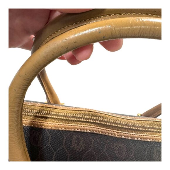 Christian Dior Black x Brown Monogram Trotter Honeycomb Boston Bag Vtg Box Gift - Picture 16 of 16